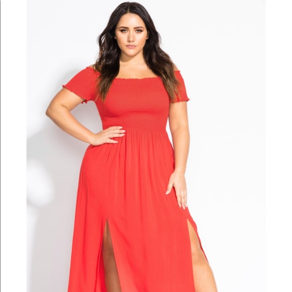 City Chic Dresses & Skirts - City Chic NWOT Red Maxi Off The Shoulder Summer Dress